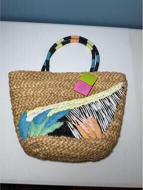 NWT Tabitha Brown x Target Abstract Botanical Woven Straw Tote Bag Purse NEW